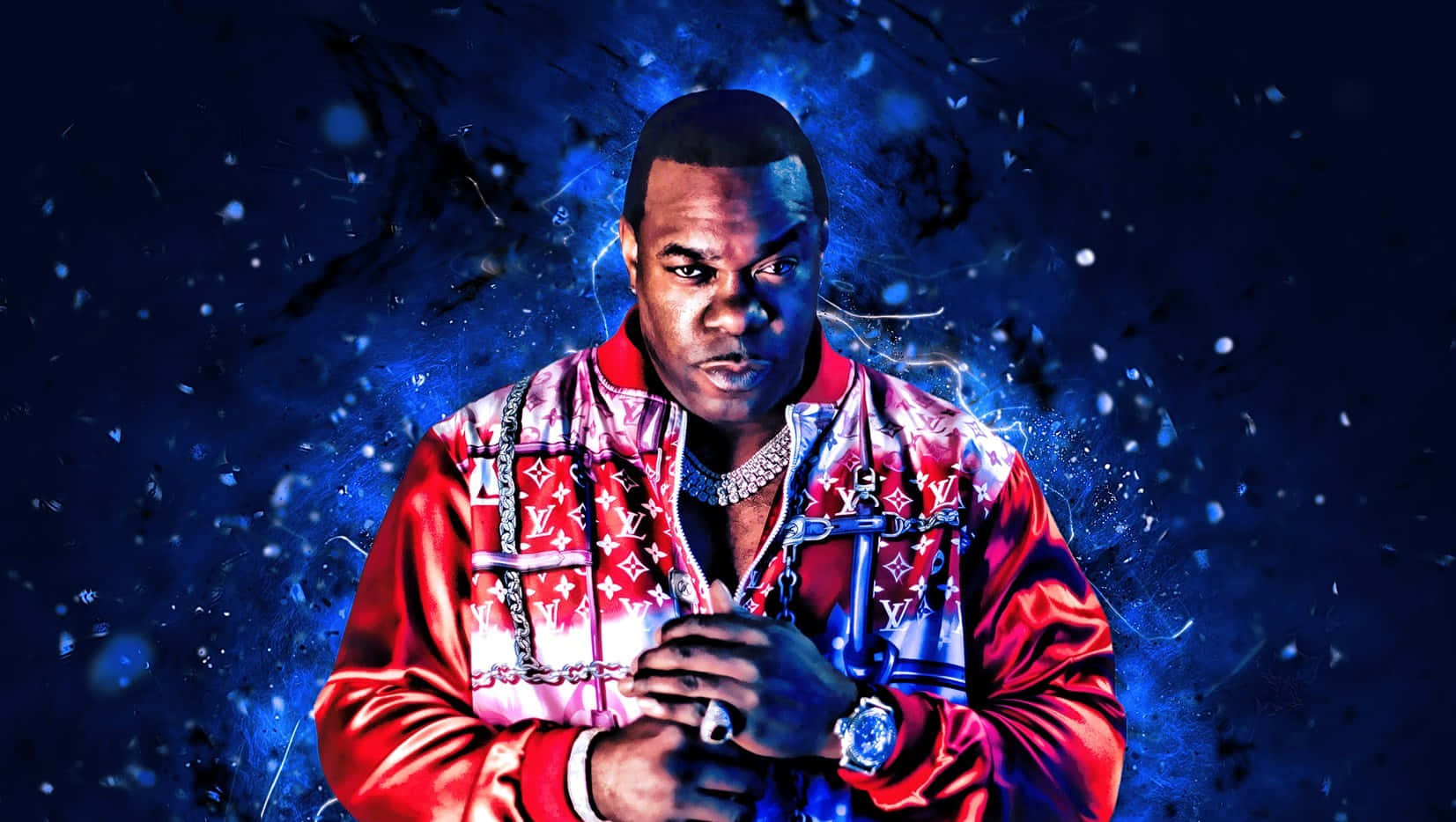 Busta Rhymes Blauwe Flare Portret Achtergrond