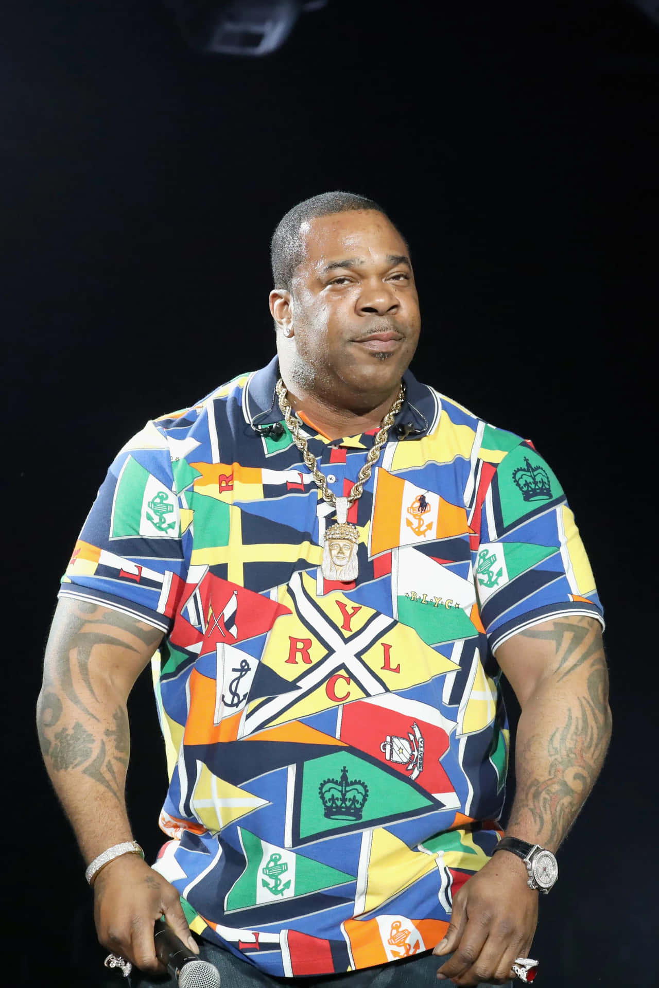 Busta Rhymes Colorful Performance Outfit Wallpaper