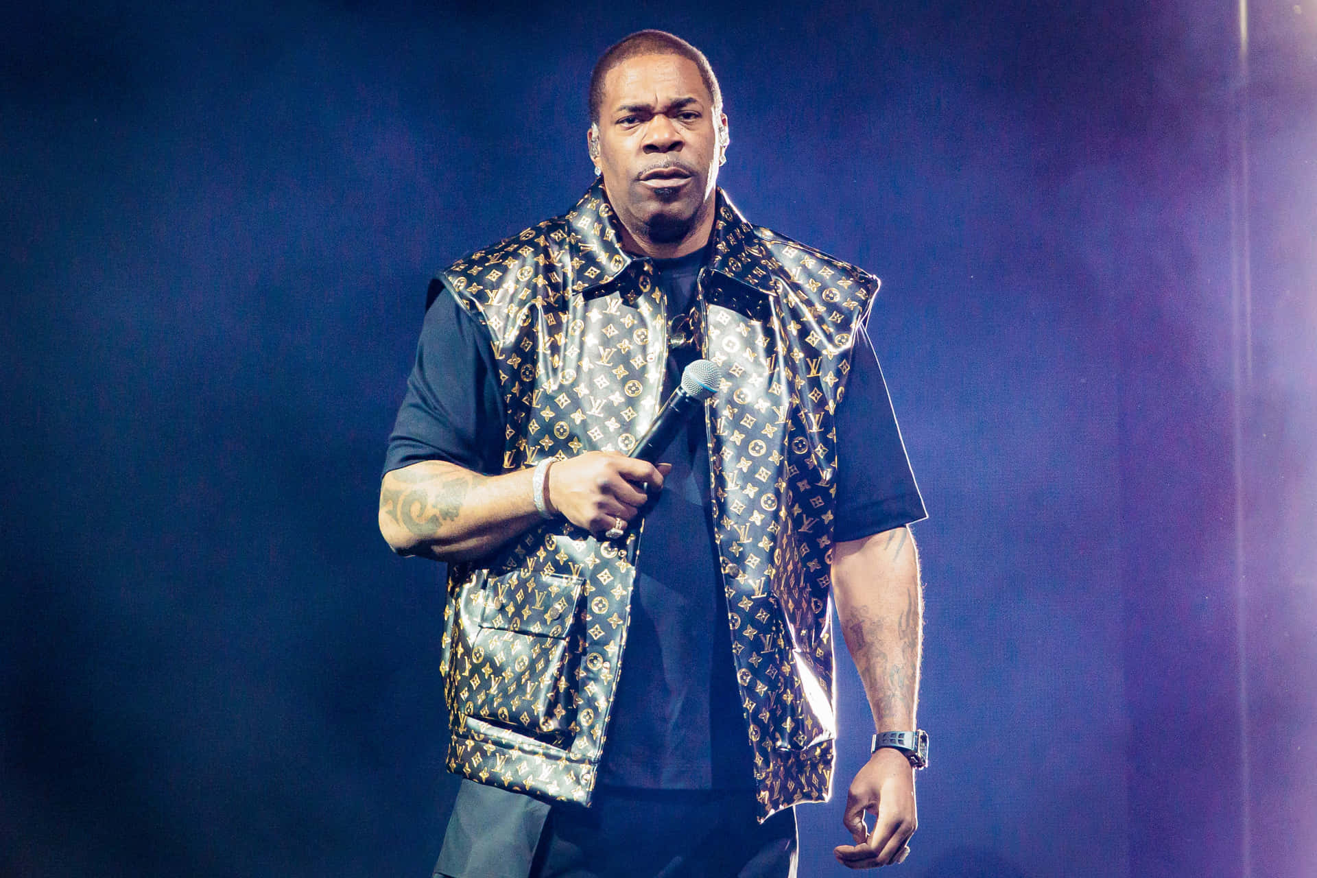 Download Busta Rhymes Performingon Stage Wallpaper | Wallpapers.com