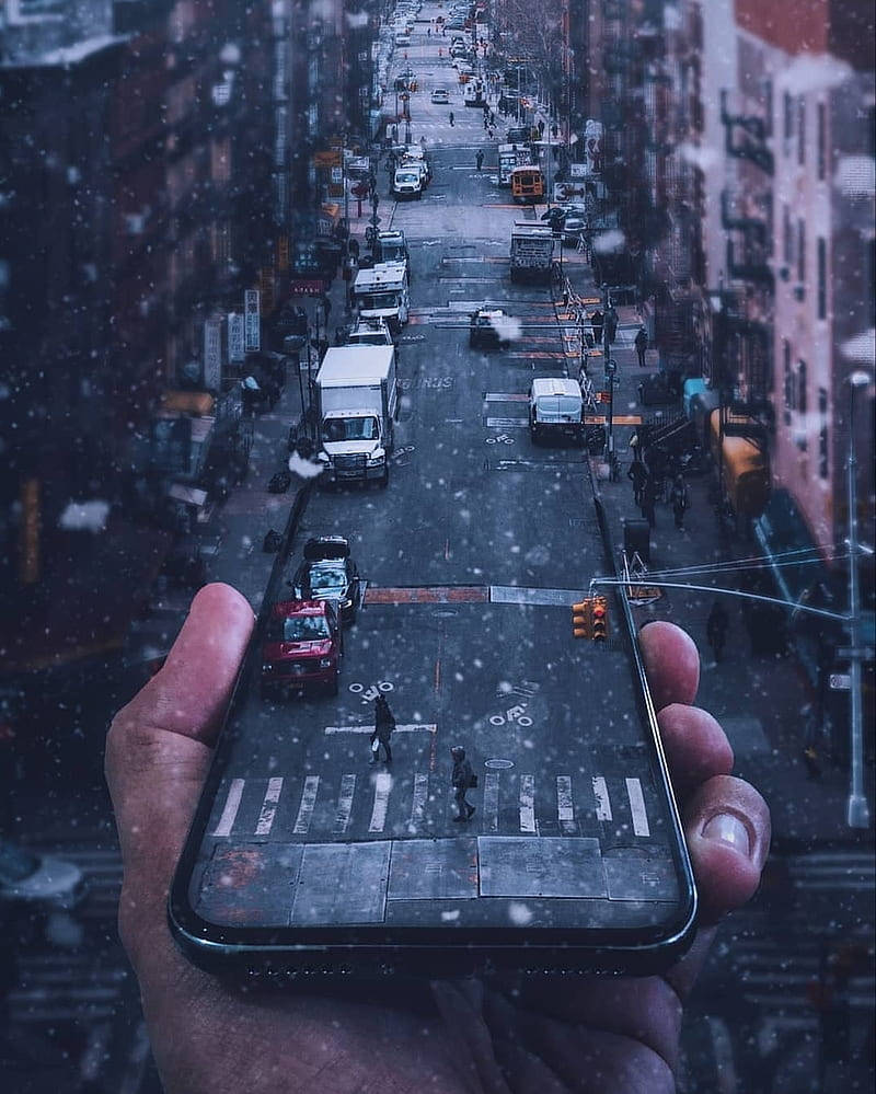 Bustling Street On Awesome Phone Wallpaper