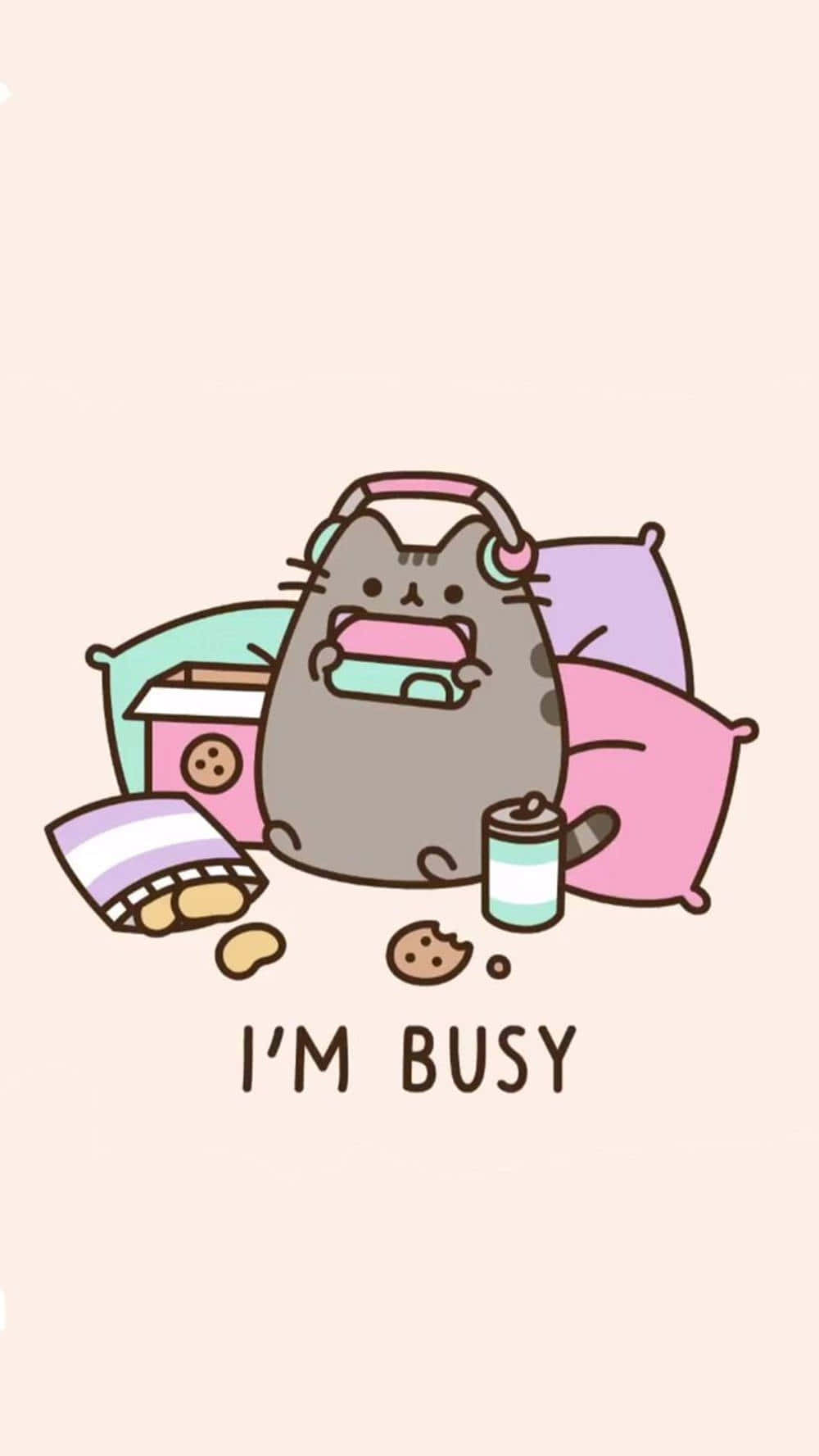 Busy Cute Cat Illustration Wallpaper