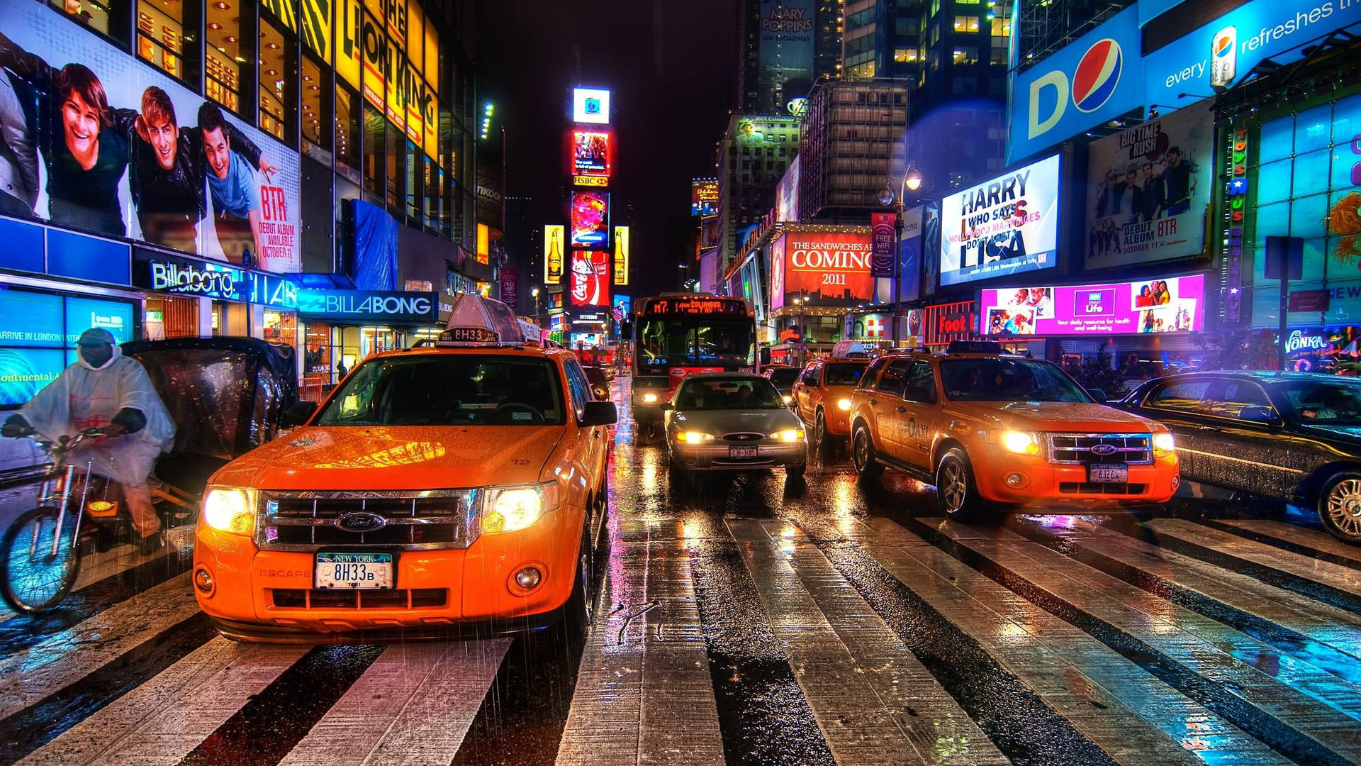 Busy Rainy Road New York Night Iphone Wallpaper