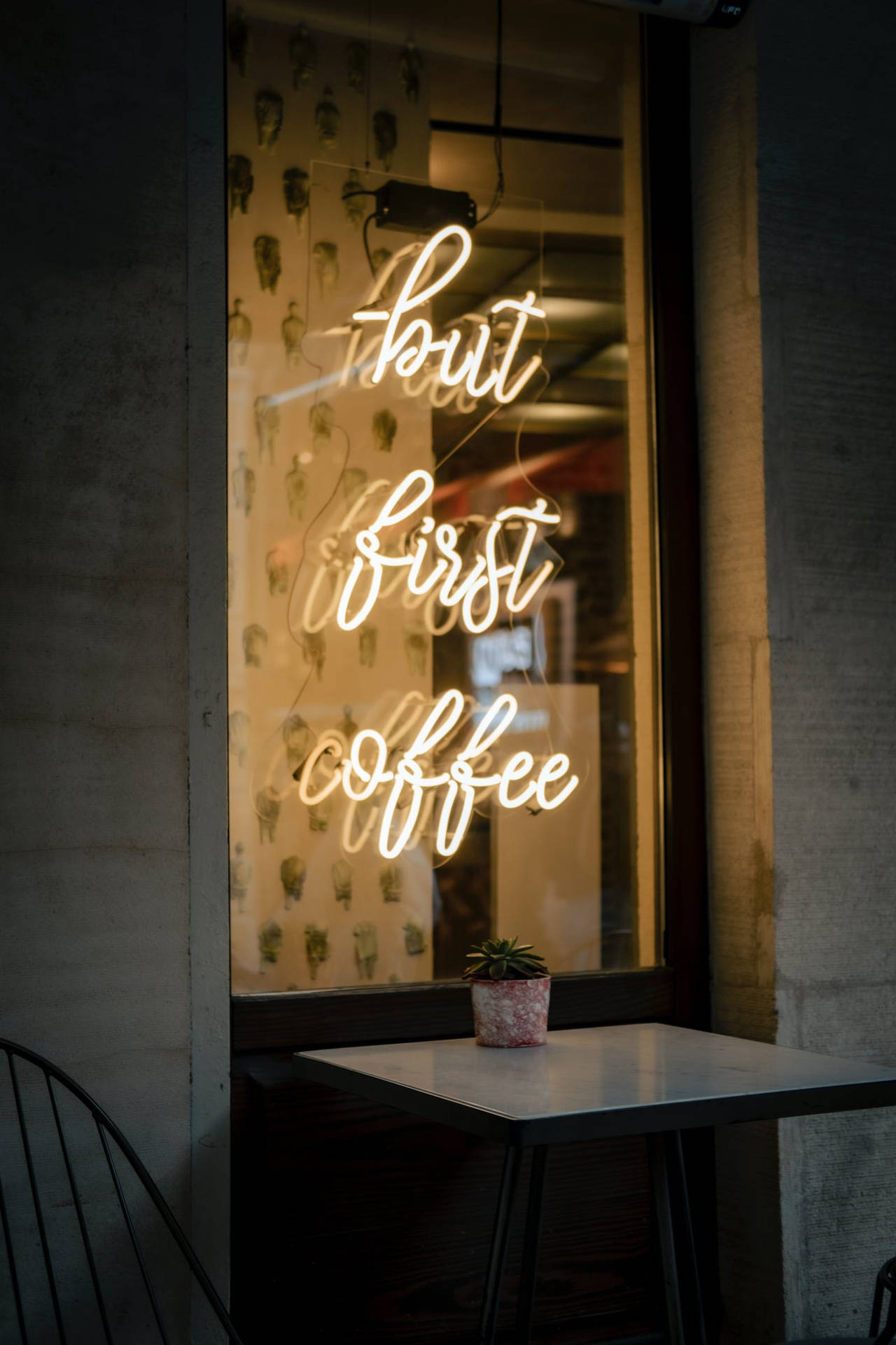 But First Coffee Neon Iphone Wallpaper