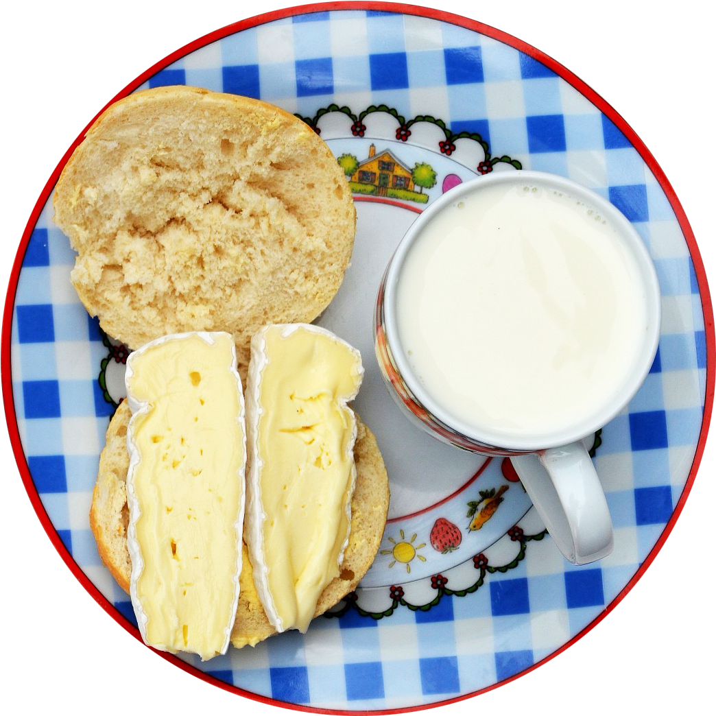 Buttered English Muffinand Milk Breakfast PNG