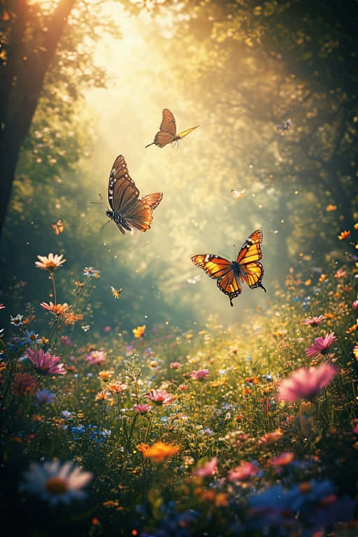 Butterflies In Summer Meadow Dreamy 4k Wallpaper