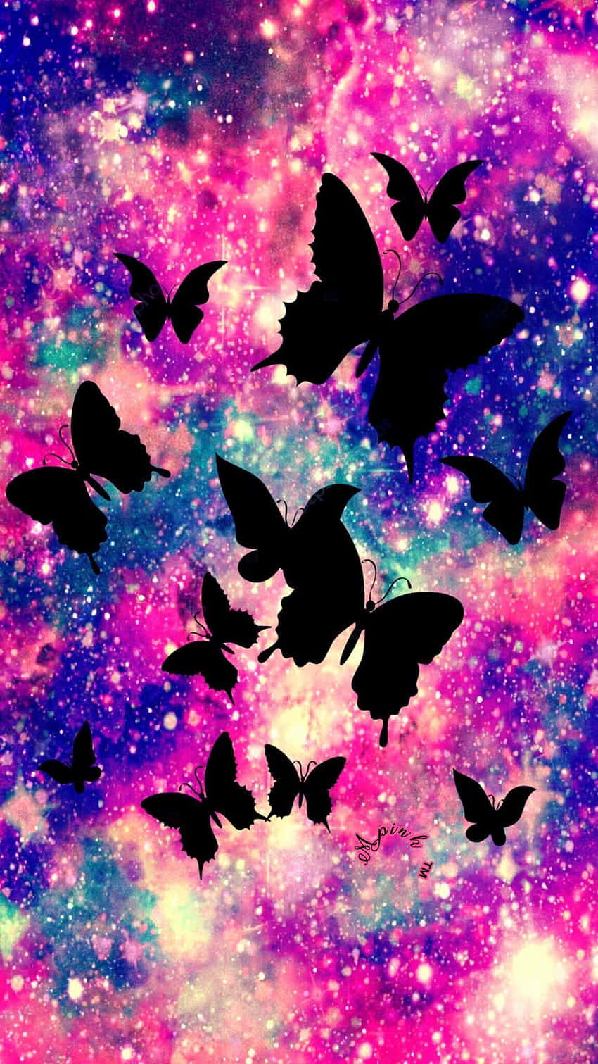Butterfliesin Glittering Cosmos Wallpaper