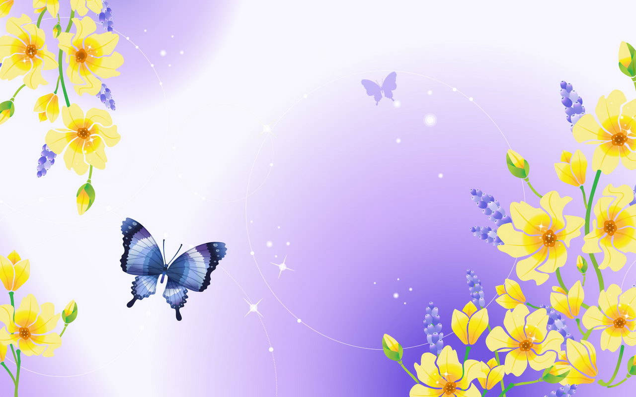 Butterfly And Flowers Clipart Wallpaper