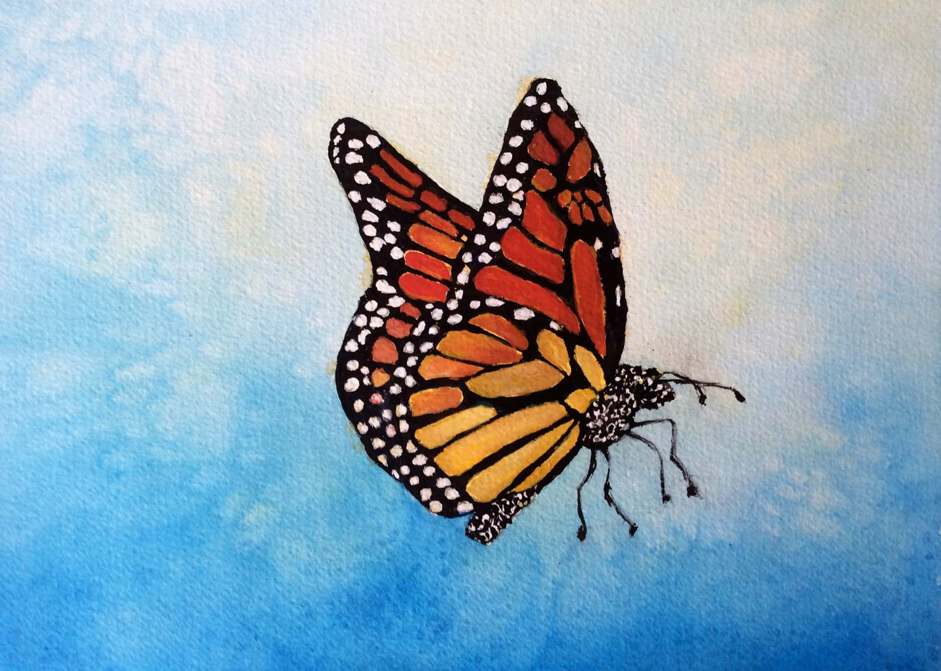 A whimsical butterfly in vibrant artwork Wallpaper
