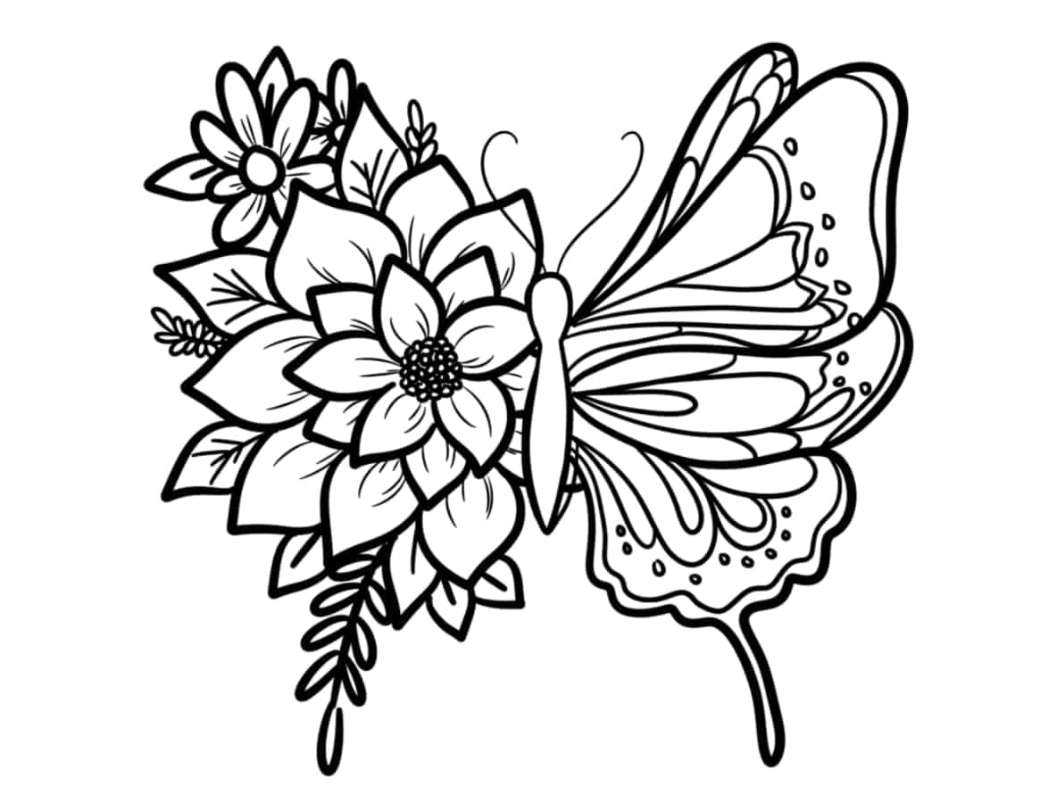 Fun and Colorful Butterfly Coloring Page Wallpaper