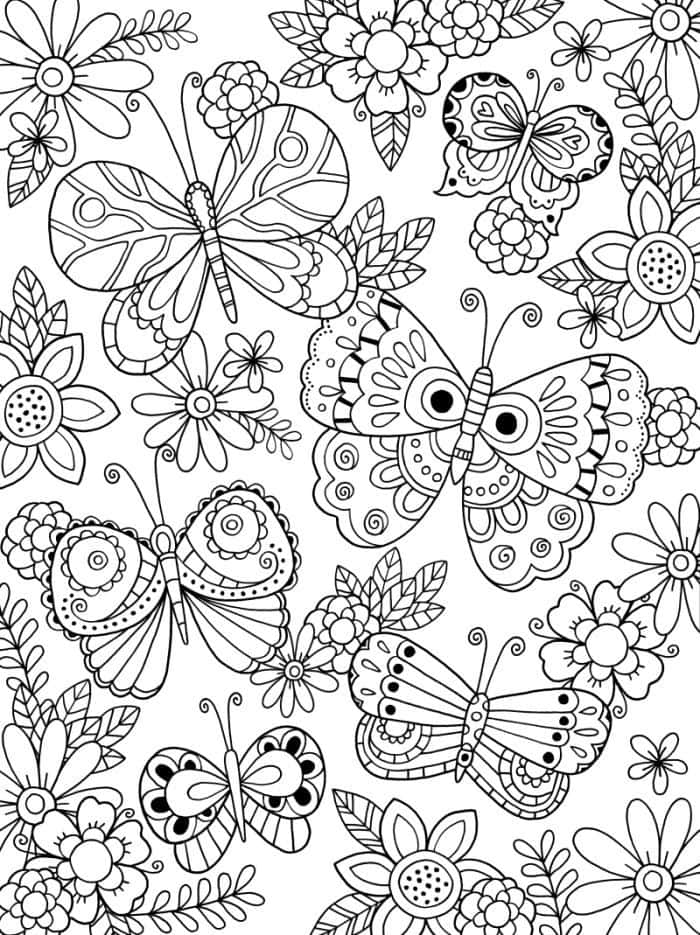 Coloring Page of a Butterfly Wallpaper