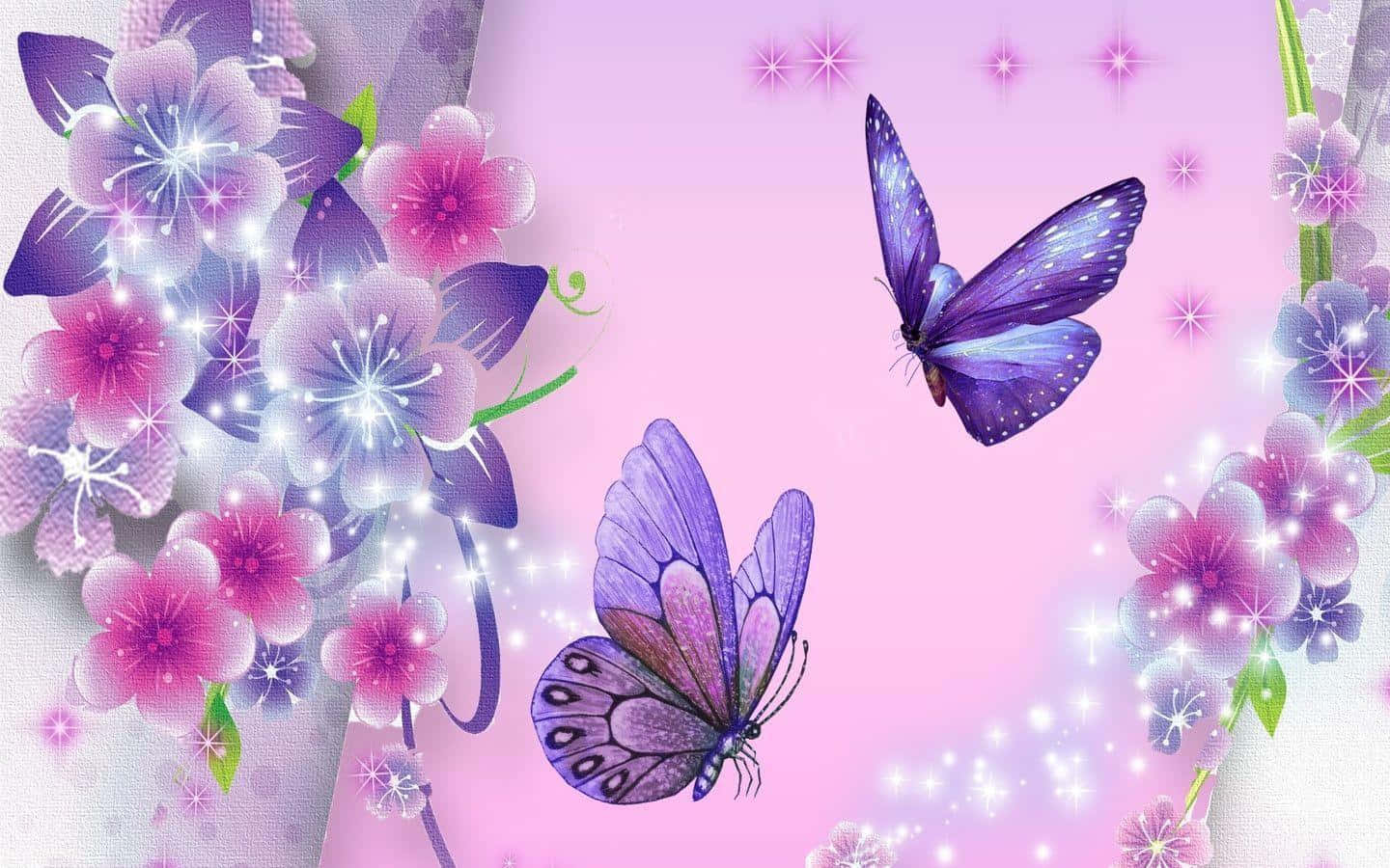 A beautiful butterfly flaps its wings against a vibrant blue sky Wallpaper