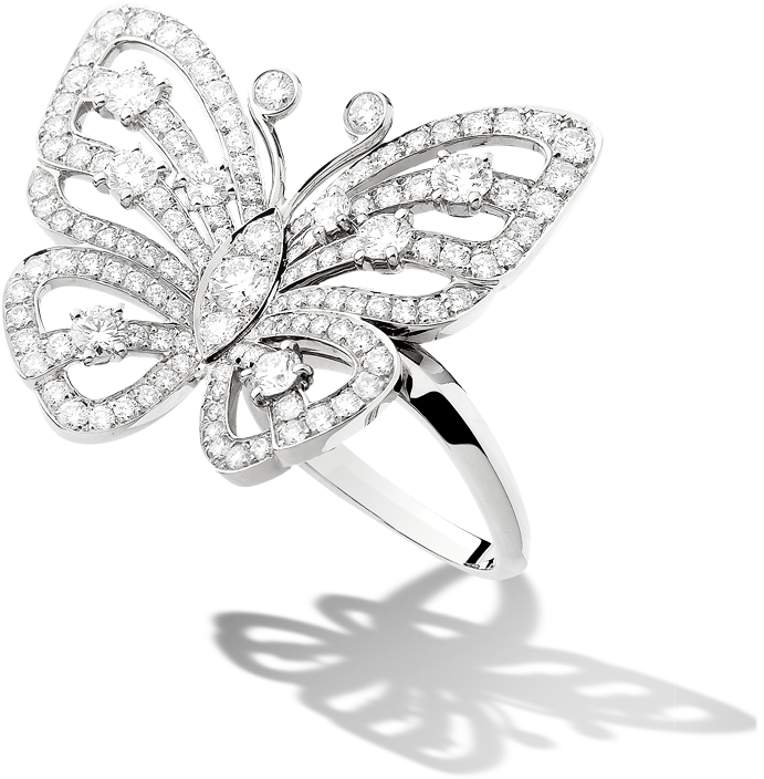 Butterfly Diamond Ring Silver PNG