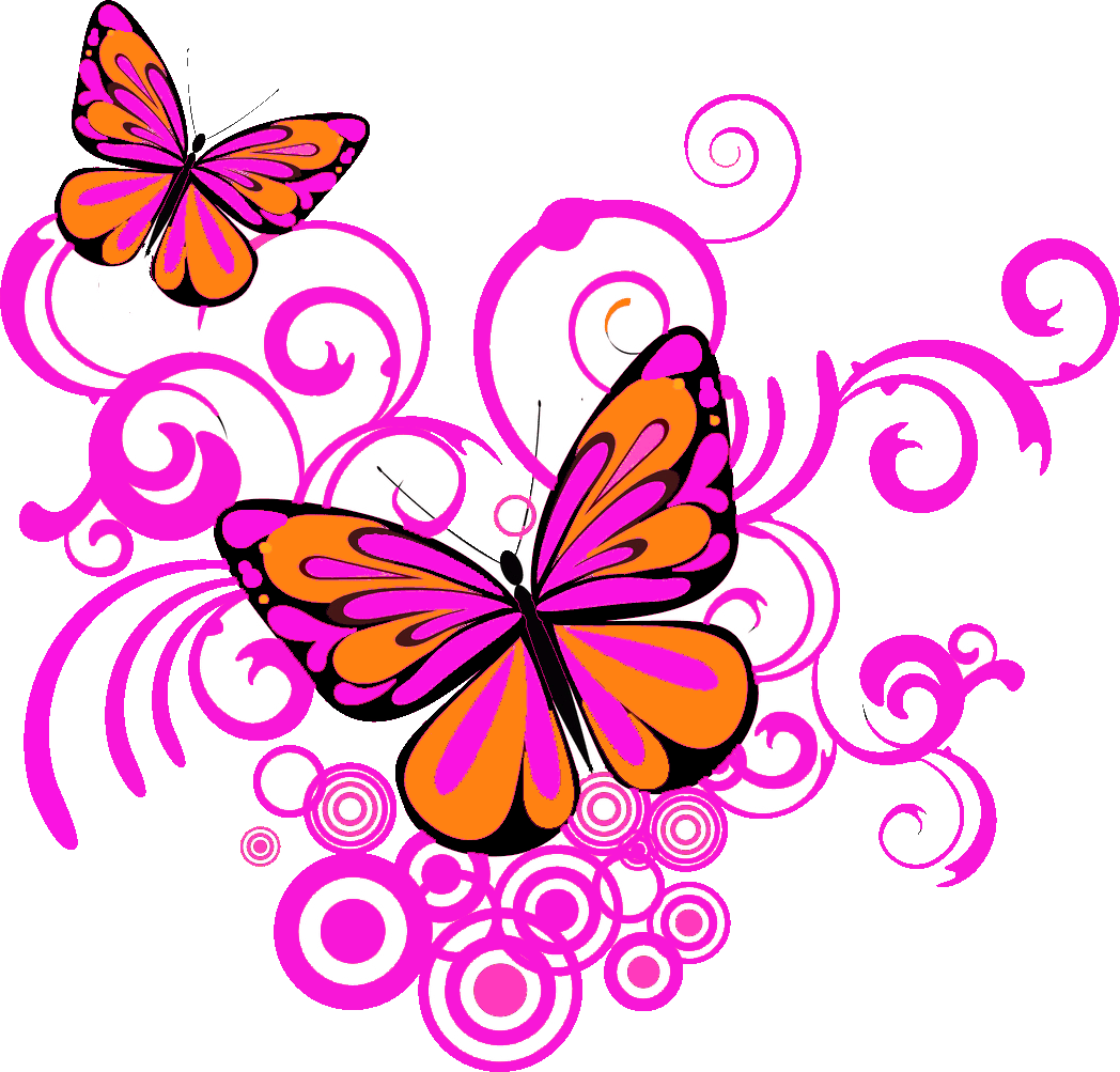 Butterfly Floral Corner Design PNG
