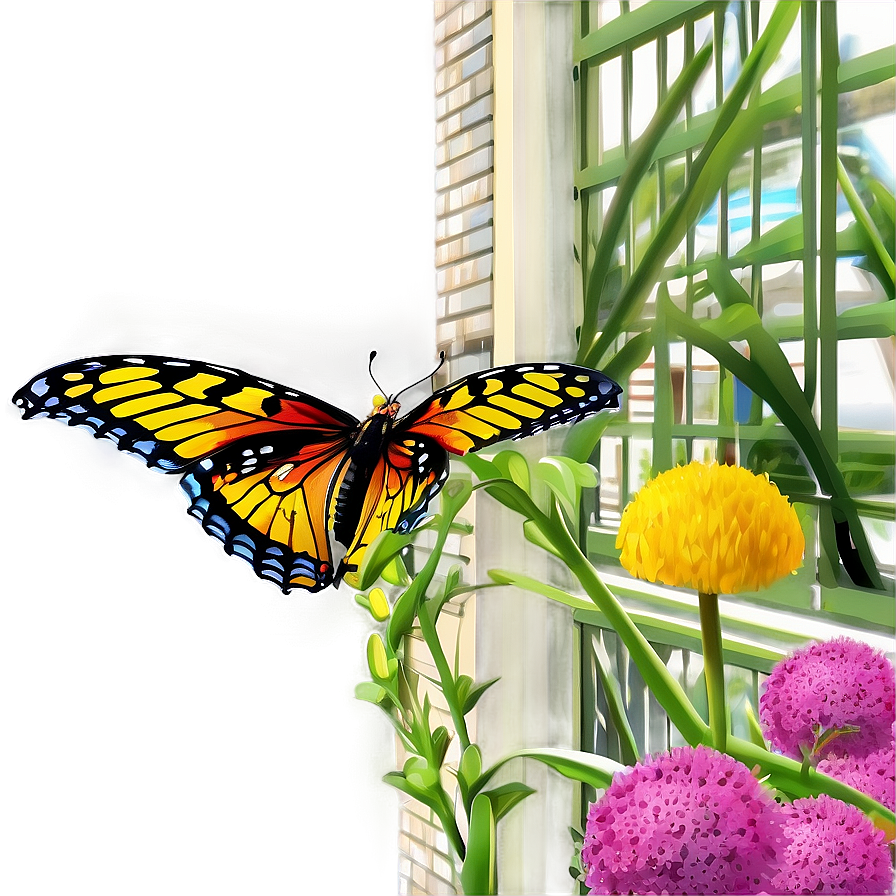 Butterfly Garden Scene Png 04292024 PNG