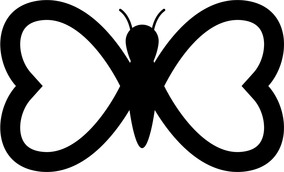 Butterfly Heart Silhouette Blackand White PNG