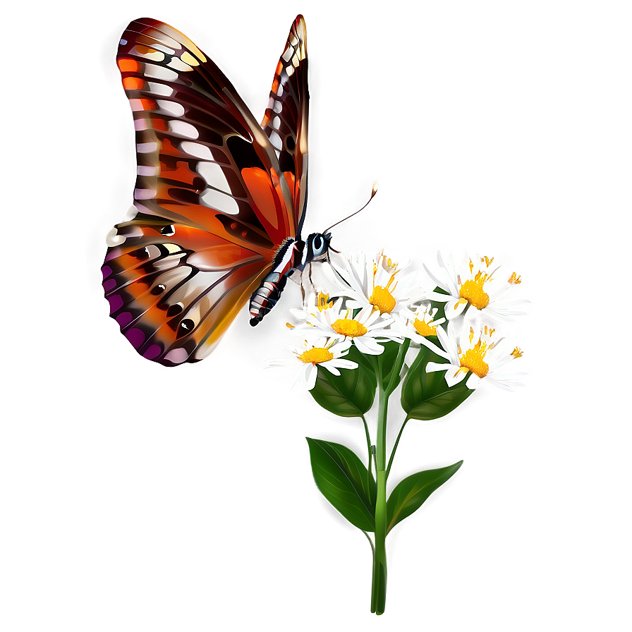Butterfly On Flower Png Msj63 PNG