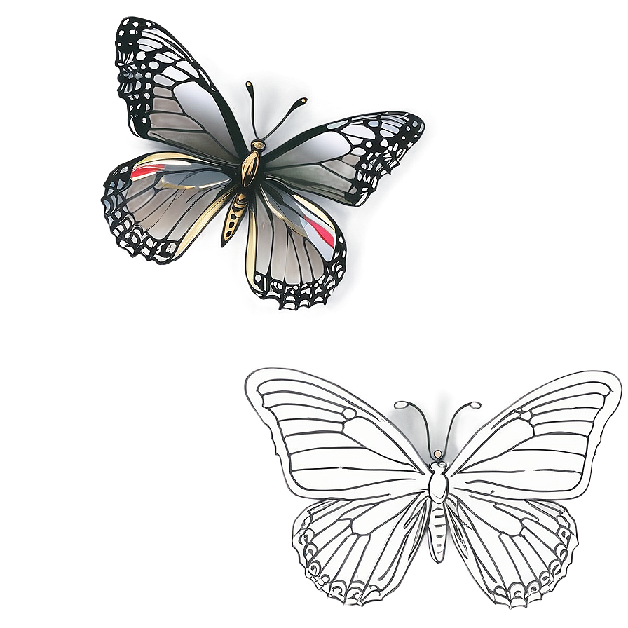 Butterfly Outline Sketch Png 1 PNG