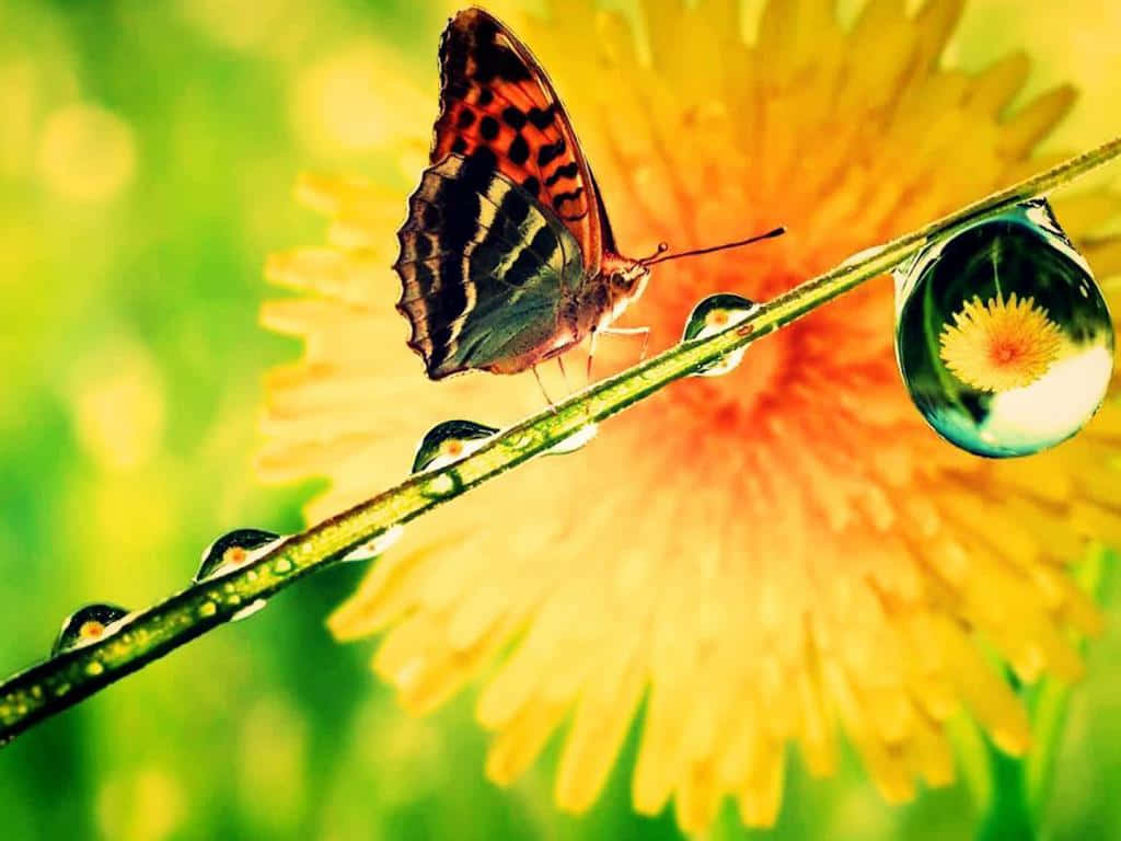 The beauty of nature – a butterfly takes flight in vibrant colors Wallpaper