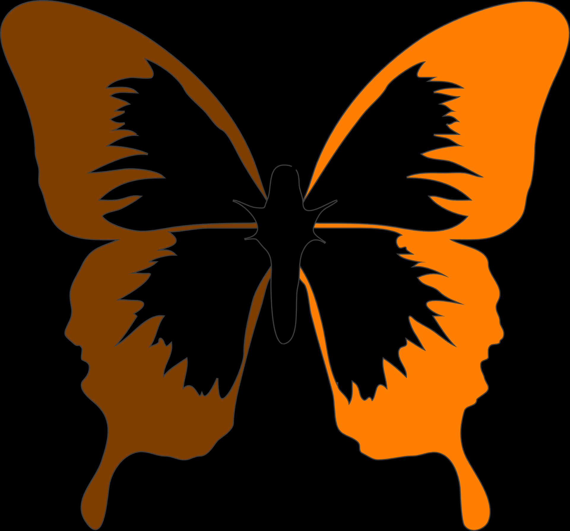 Butterfly Silhouette Faces Art PNG