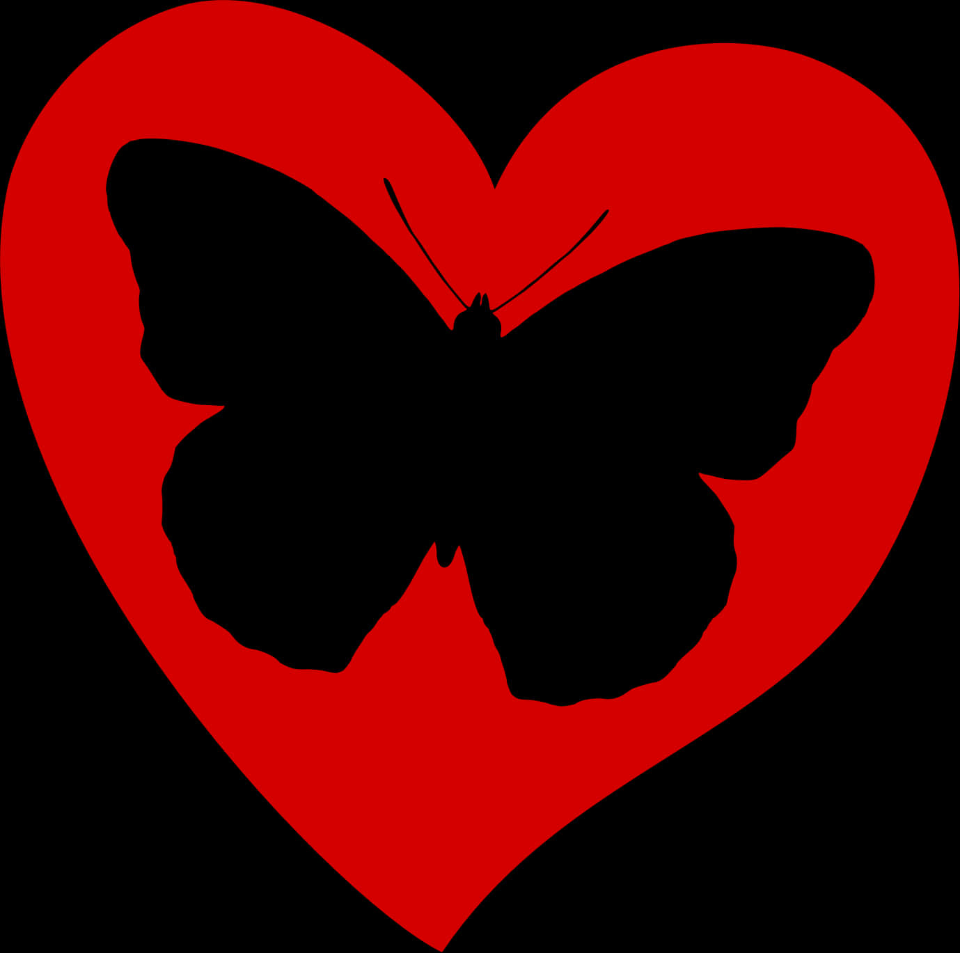 Butterfly Silhouette Heart Clipart PNG
