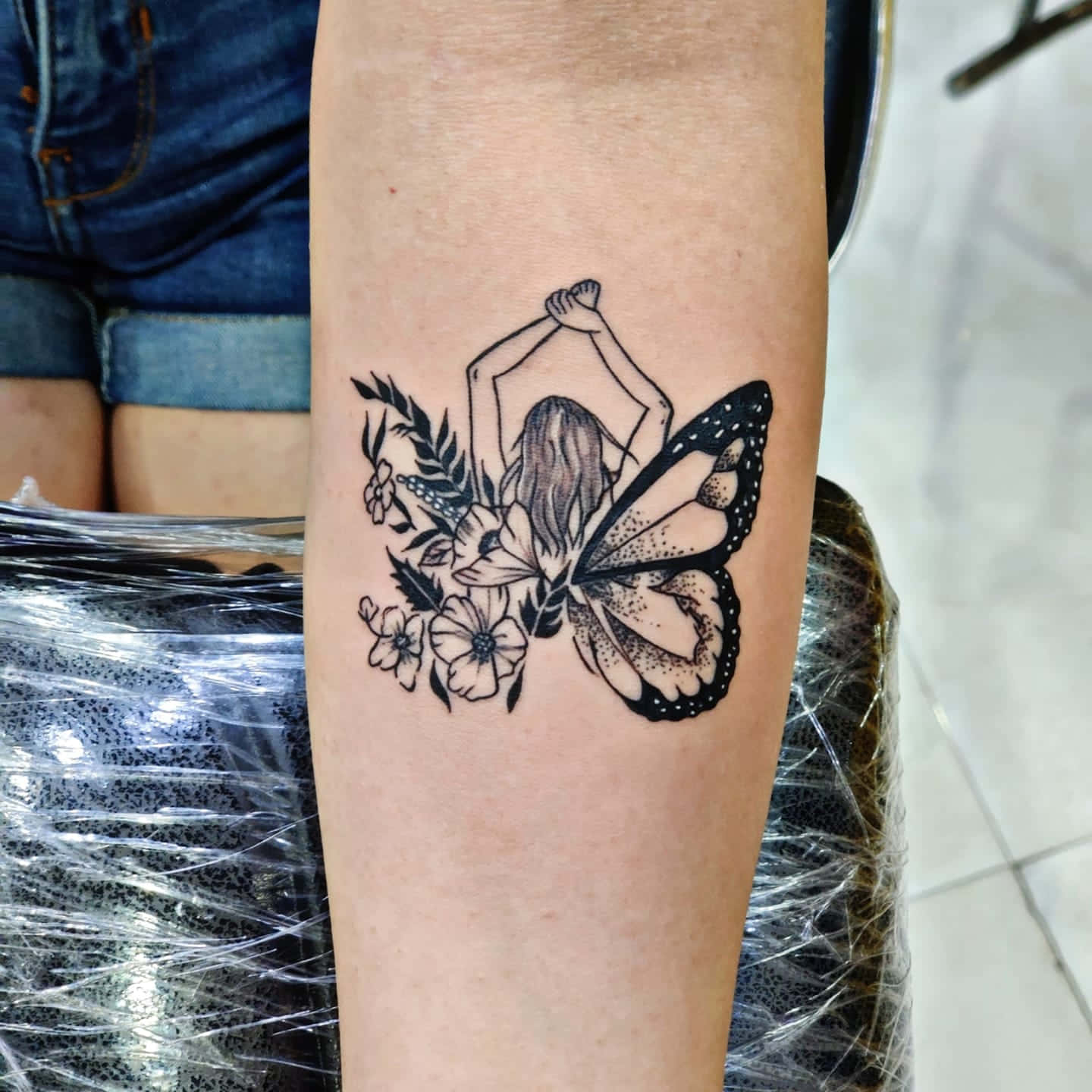 Butterfly Winged Figure Tattoo Wallpaper