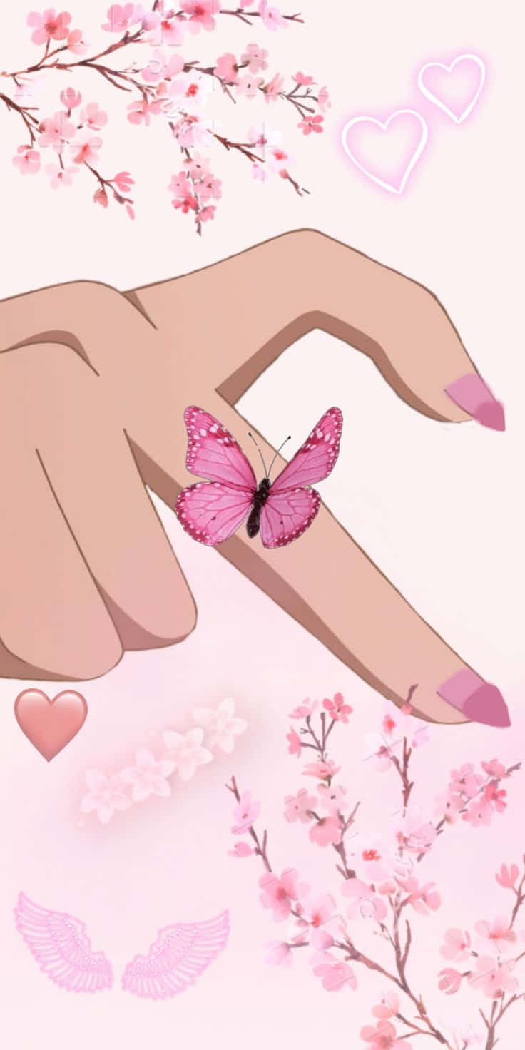 Butterflyon Finger Half Heart Gesture Wallpaper