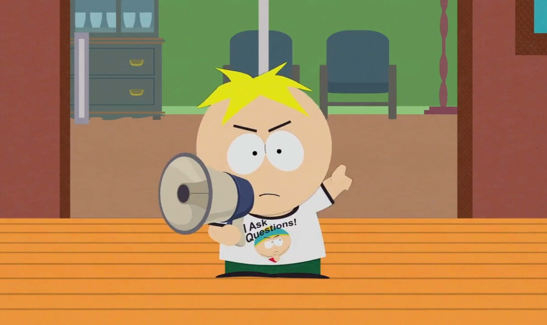 Butters Stotch With Megaphone South Park Wallpaper