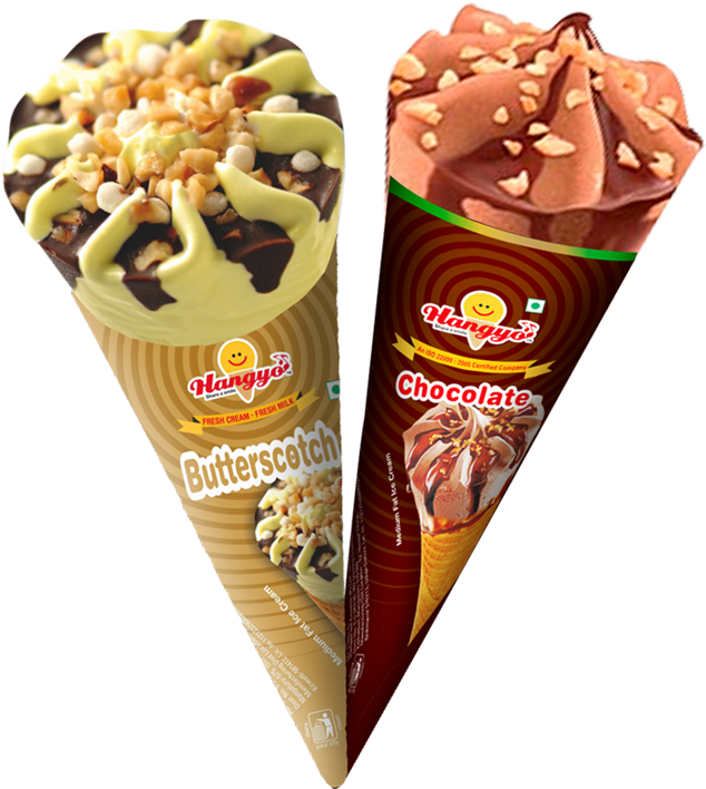 Butterscotchand Chocolate Kulfi Cones PNG