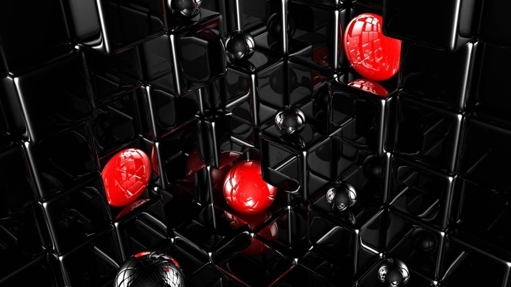 Knapper i rød og sort 3D Wallpaper