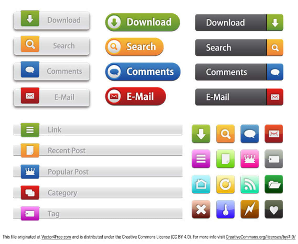 A Set Of Web Buttons And Icons