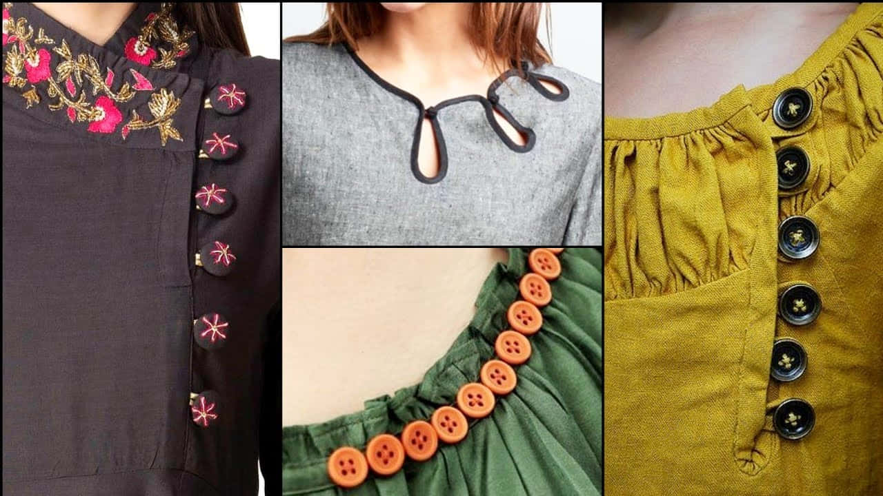 A Collage Of Different Styles Of Blouses With Buttons