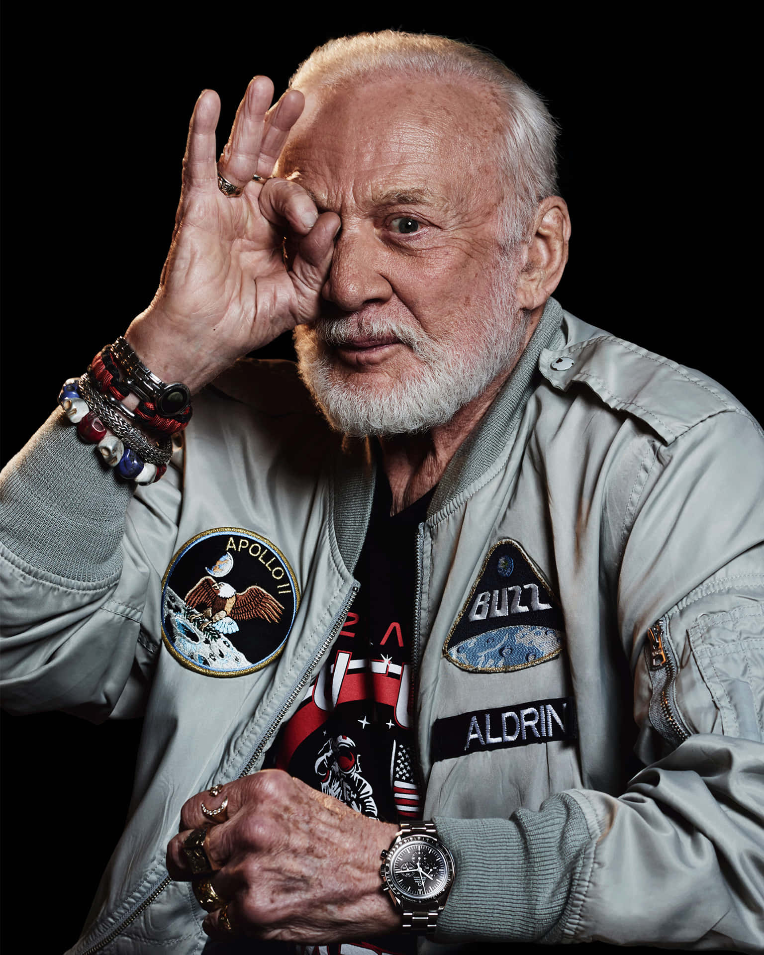 Buzz Aldrin Saluting Portrait Wallpaper