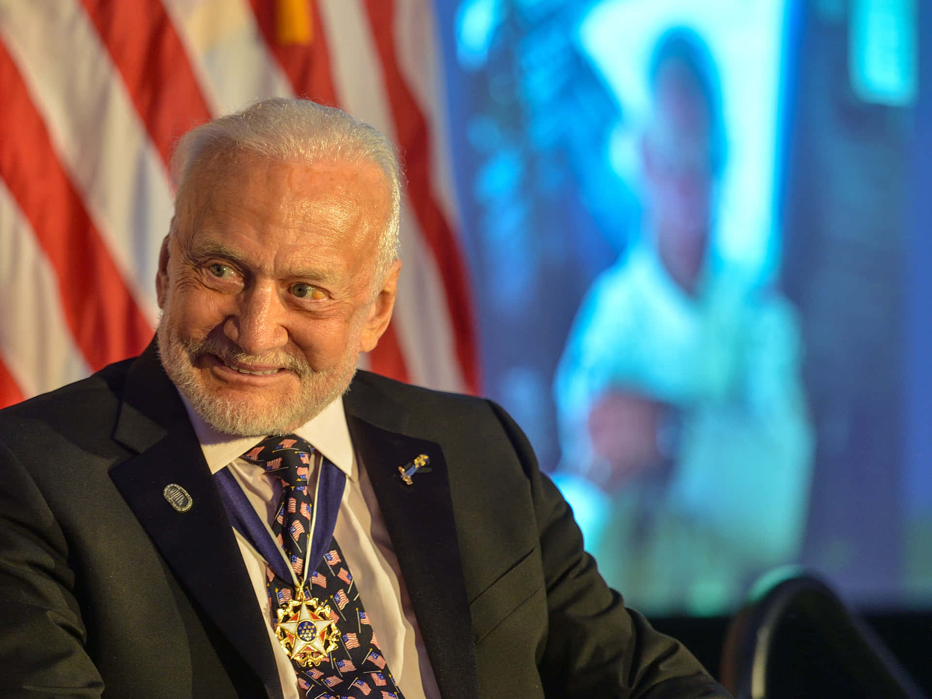 Buzz Aldrin Smilingwith Medals Wallpaper