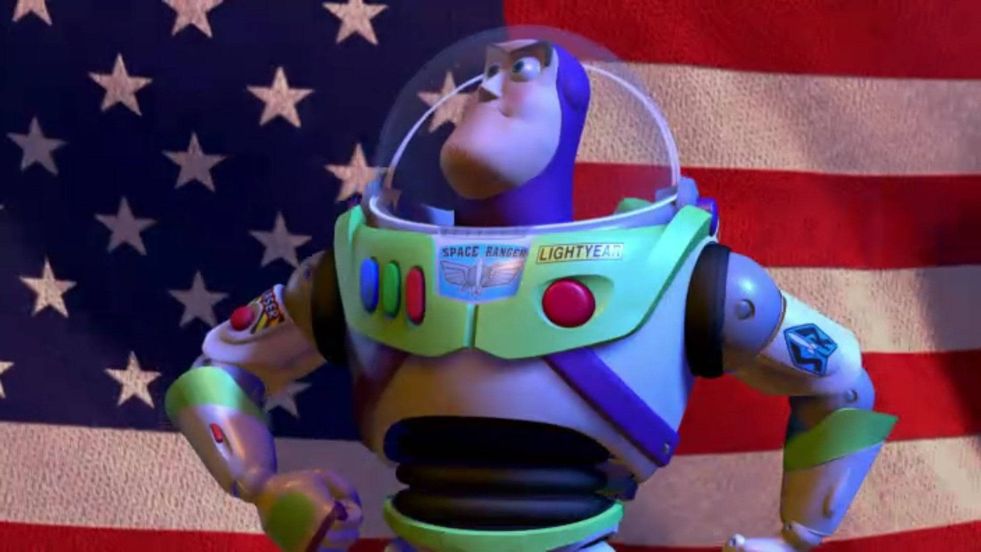 Buzz Lightyear Of Star Command And American Flag Wallpaper