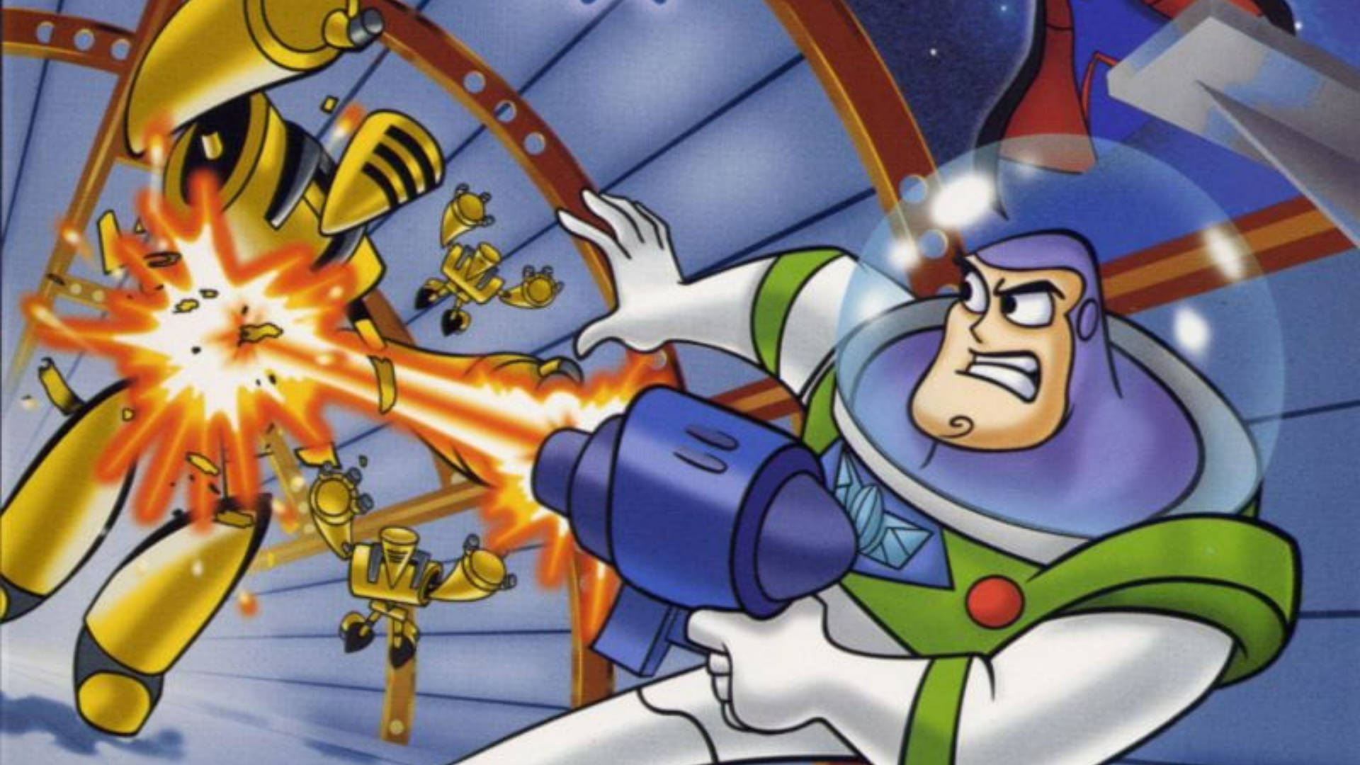 Buzz Lightyear Of Star Command Battle Scene Wallpaper