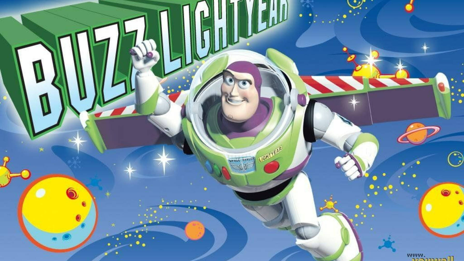 Buzz Lightyear af Star Command Flyvende Lykkeligt Længe Vægmaleri Wallpaper