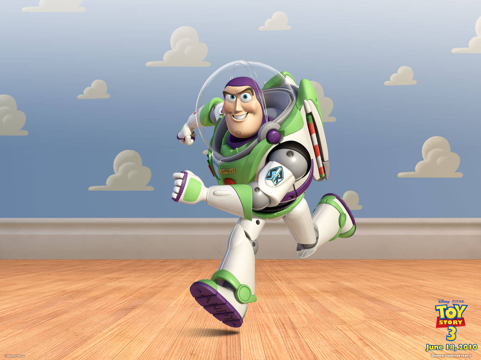 Buzz Lightyear løber glædeligt Wallpaper