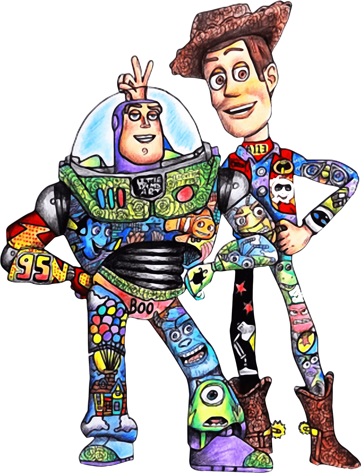 Buzzand Woody Doodle Art PNG