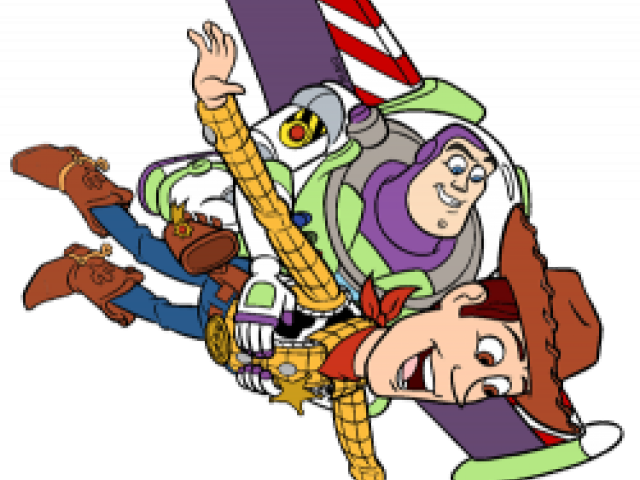 Buzzand Woody Flying Together PNG
