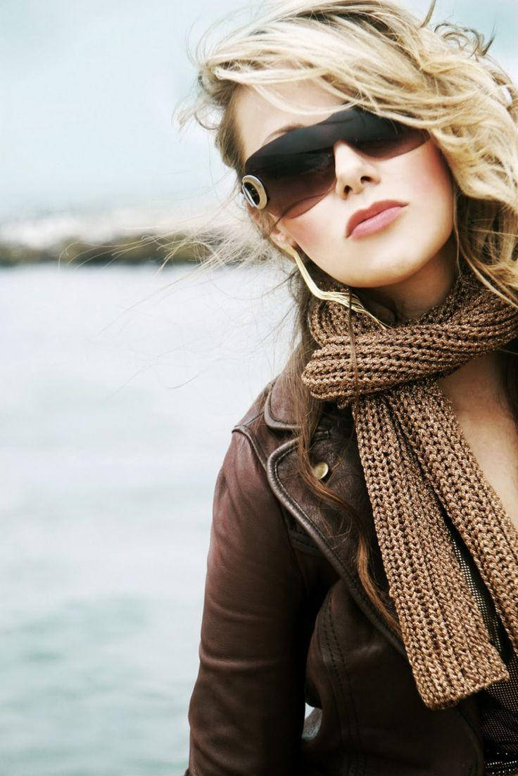 By The Beach Cool Attitude Girl In Scarf Wallpaper