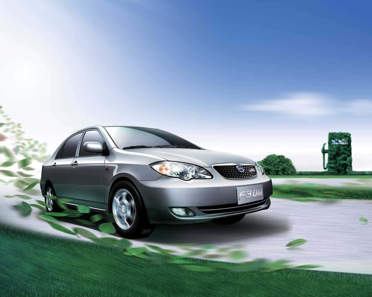 BYD Electric Car on Highway Wallpaper