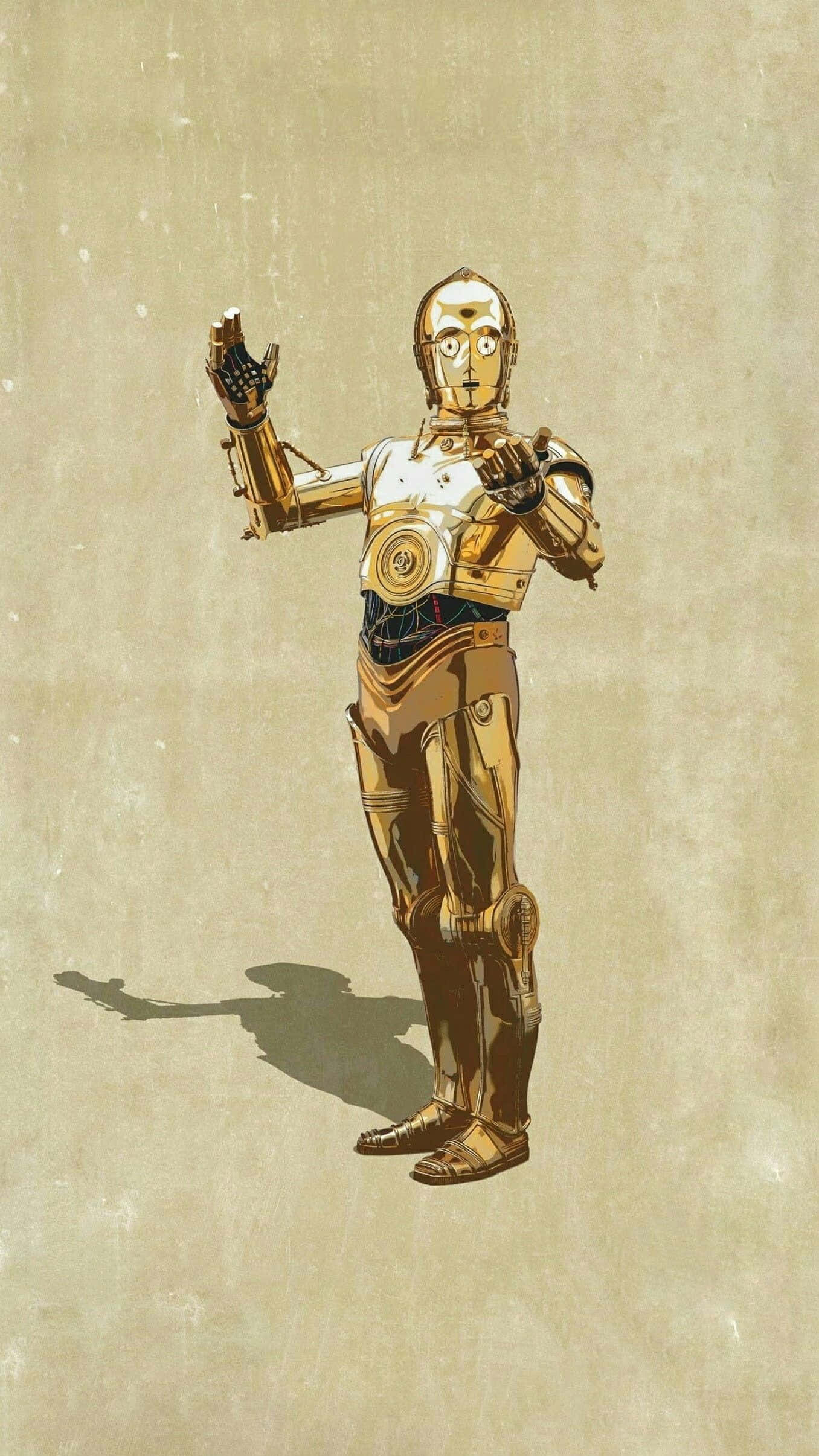 Golden C-3PO stands tall and composed Wallpaper