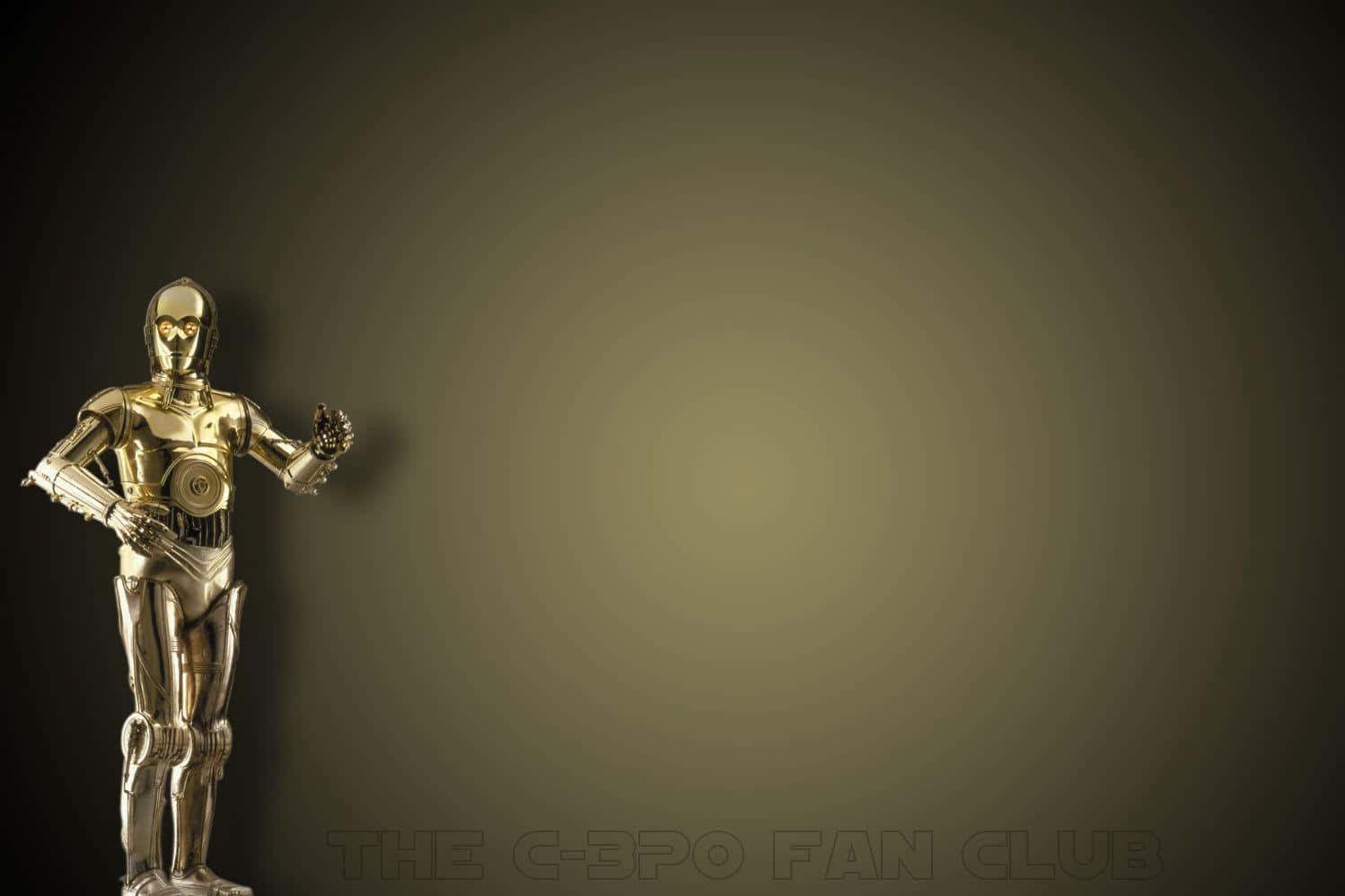 Gold-plated C-3PO standing against a starry cosmic backdrop Wallpaper