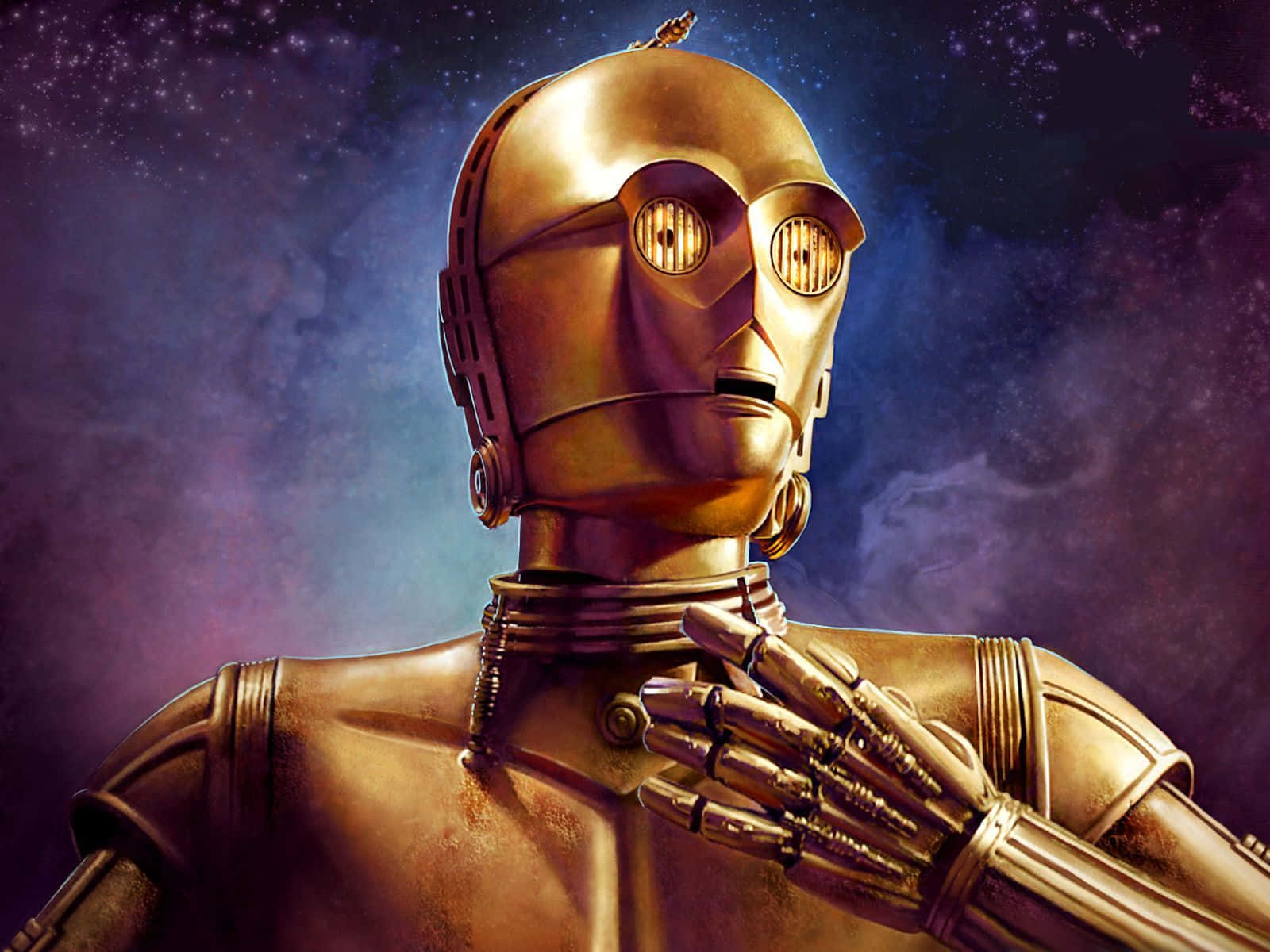A detailed close-up of the beloved Star Wars droid, C-3PO. Wallpaper