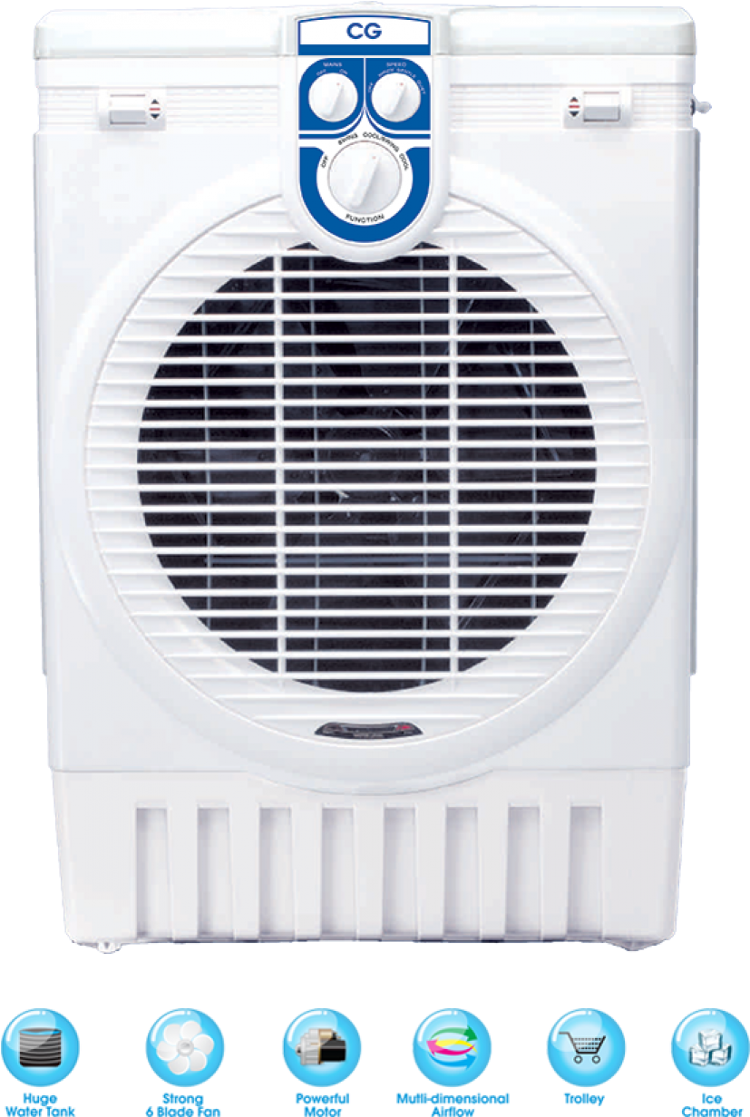 C G White Air Cooler Front View PNG