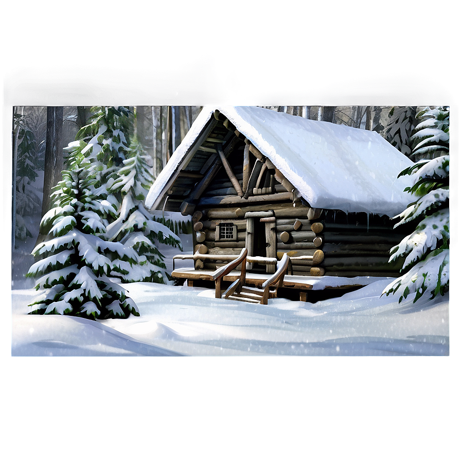 Cabin In Snowy Forest Png Axj72 PNG