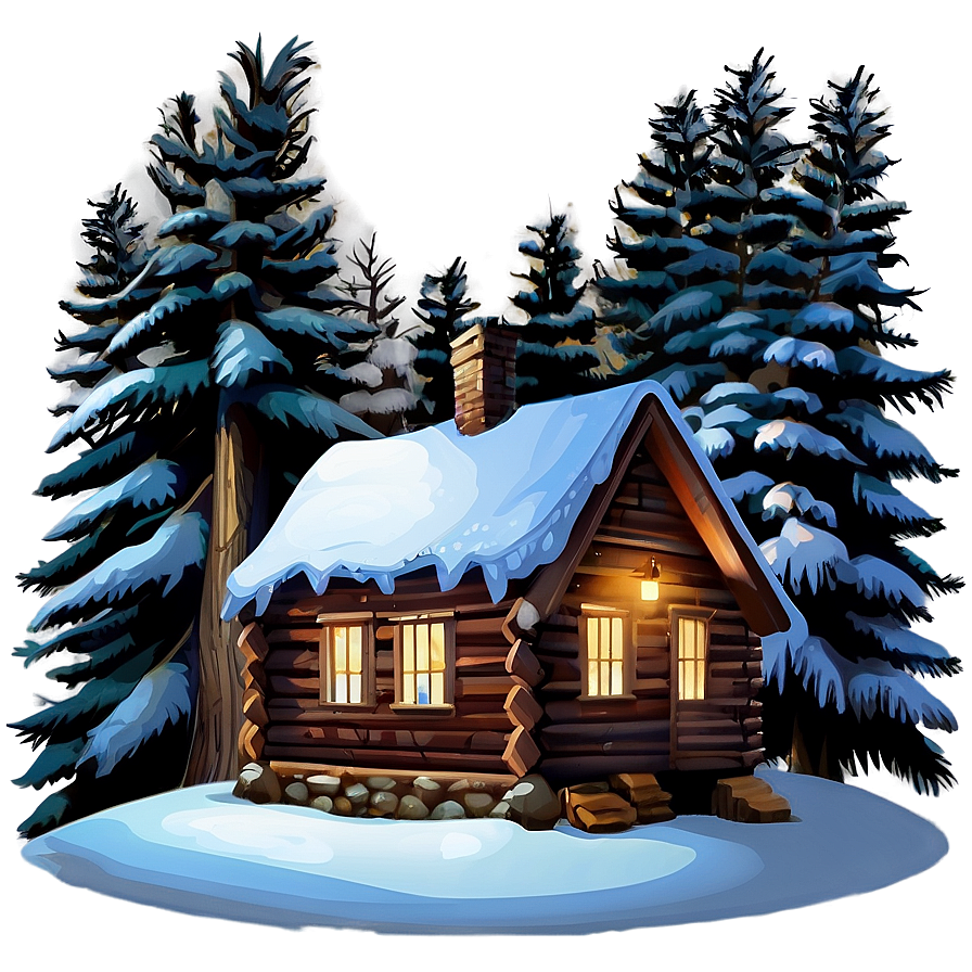 Cabin In Snowy Forest Png Bxy37 PNG