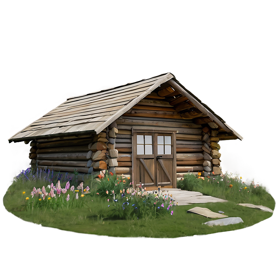 Cabin Surrounded By Wildflowers Png 30 PNG