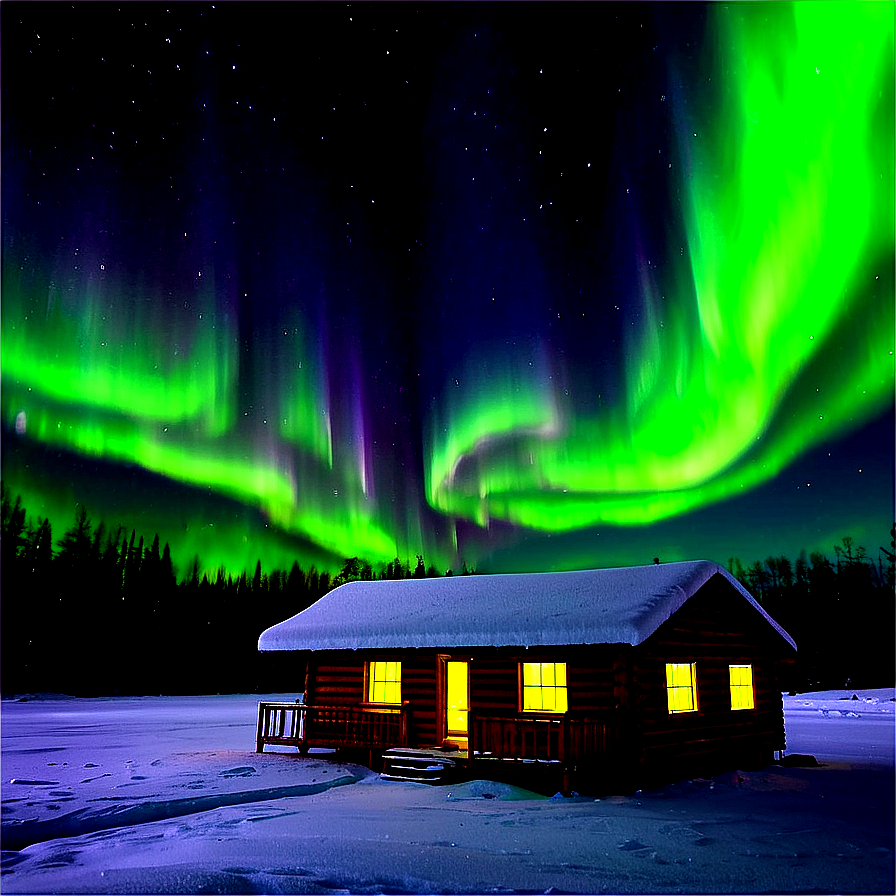 Cabin Under The Northern Lights Png Bri19 PNG