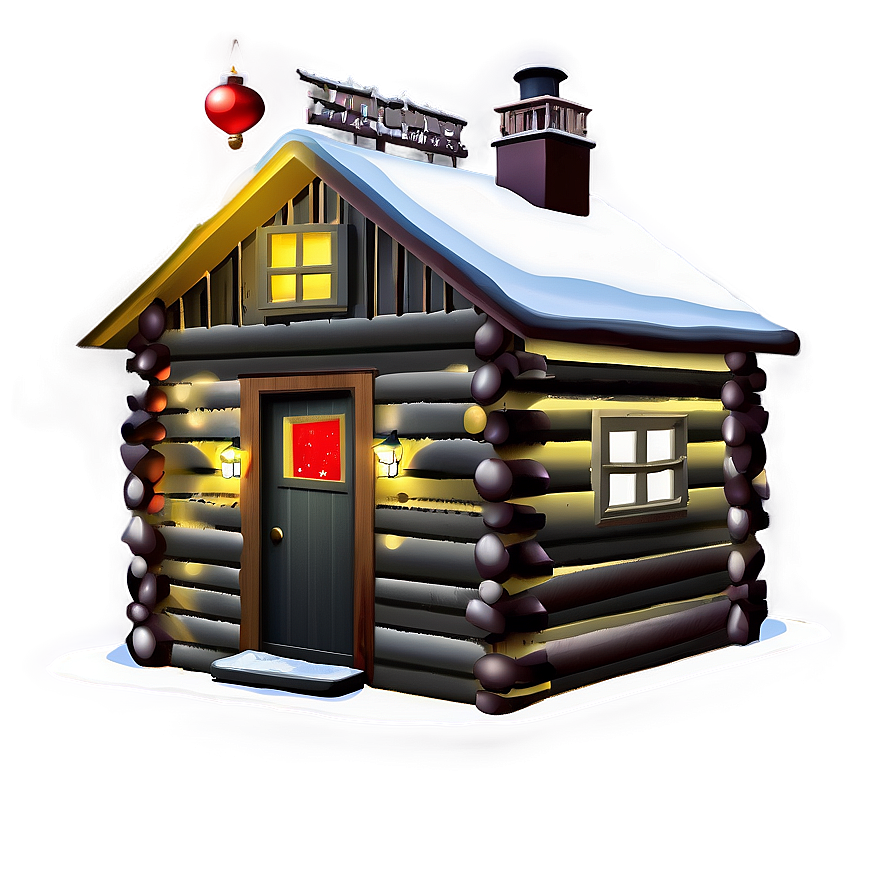 Cabin With Christmas Decorations Png 05242024 PNG